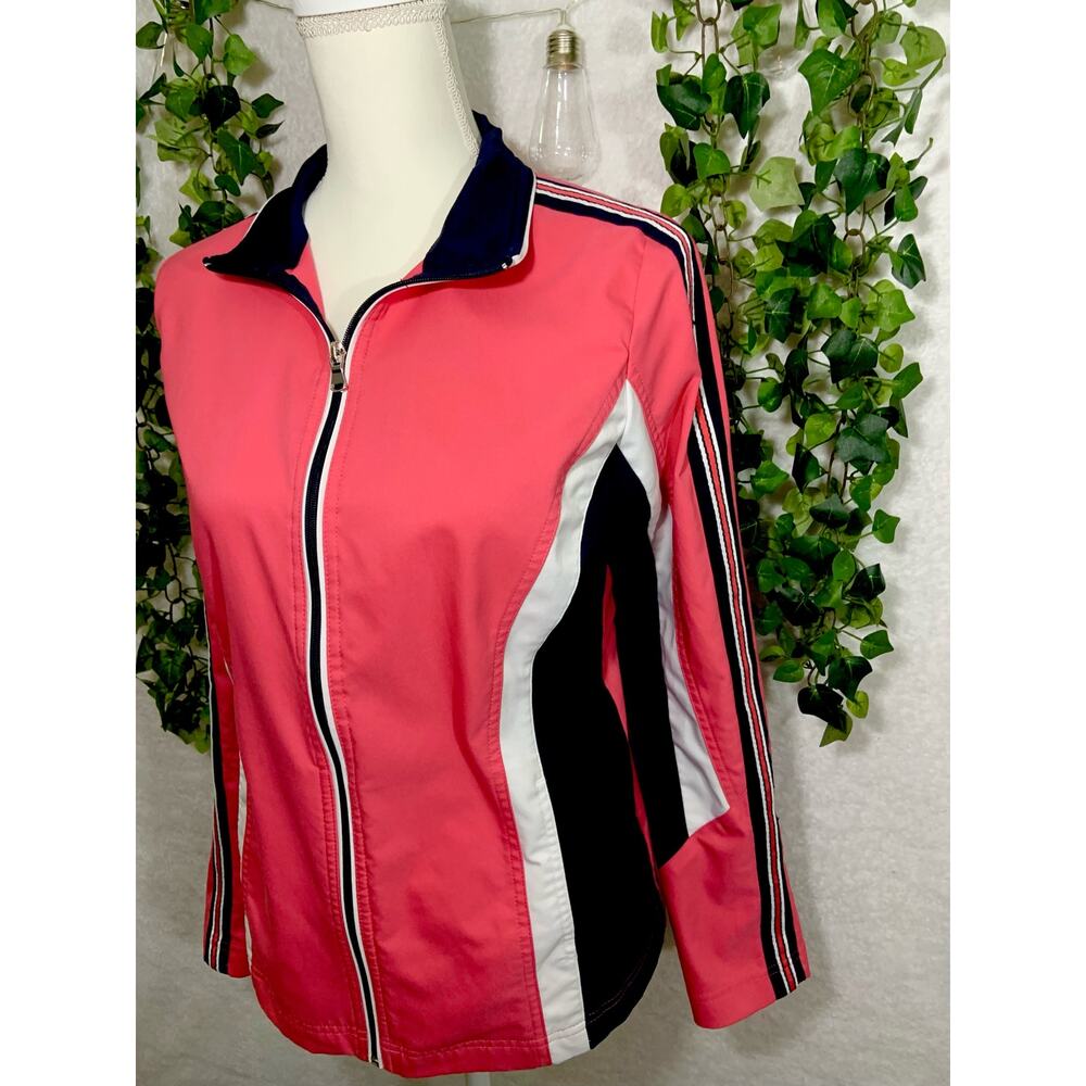 Sb Active Lightweight Track Jacket Pink Navy Stri… - image 2